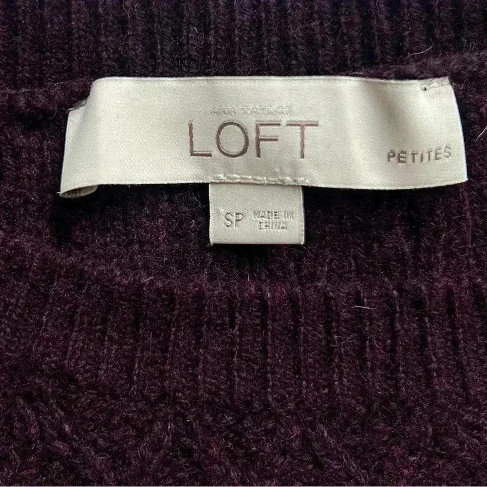 Loft Wool Blend Long Sleeve Purple Sweater Dress - Picture 3 of 6